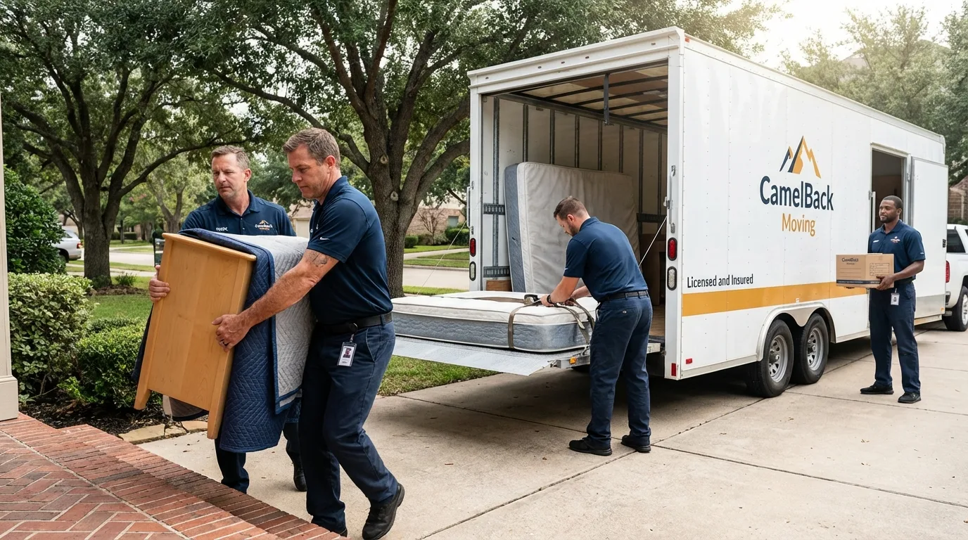 Crew loading residential truck for cross-state move from Elmer, NJ