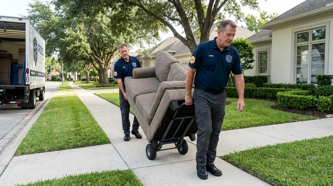 Local residential moving crew loading furniture in Elmer, NJ