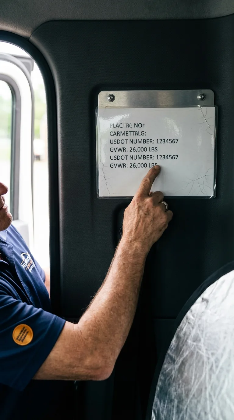 USDOT licensing placard verification in Elmer